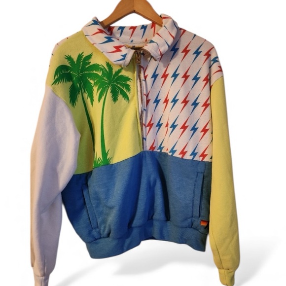 Aviator Nation Palm Tree Tropical Quarter Zip Sweatshirt NWT RARE oversized - Picture 3 of 9